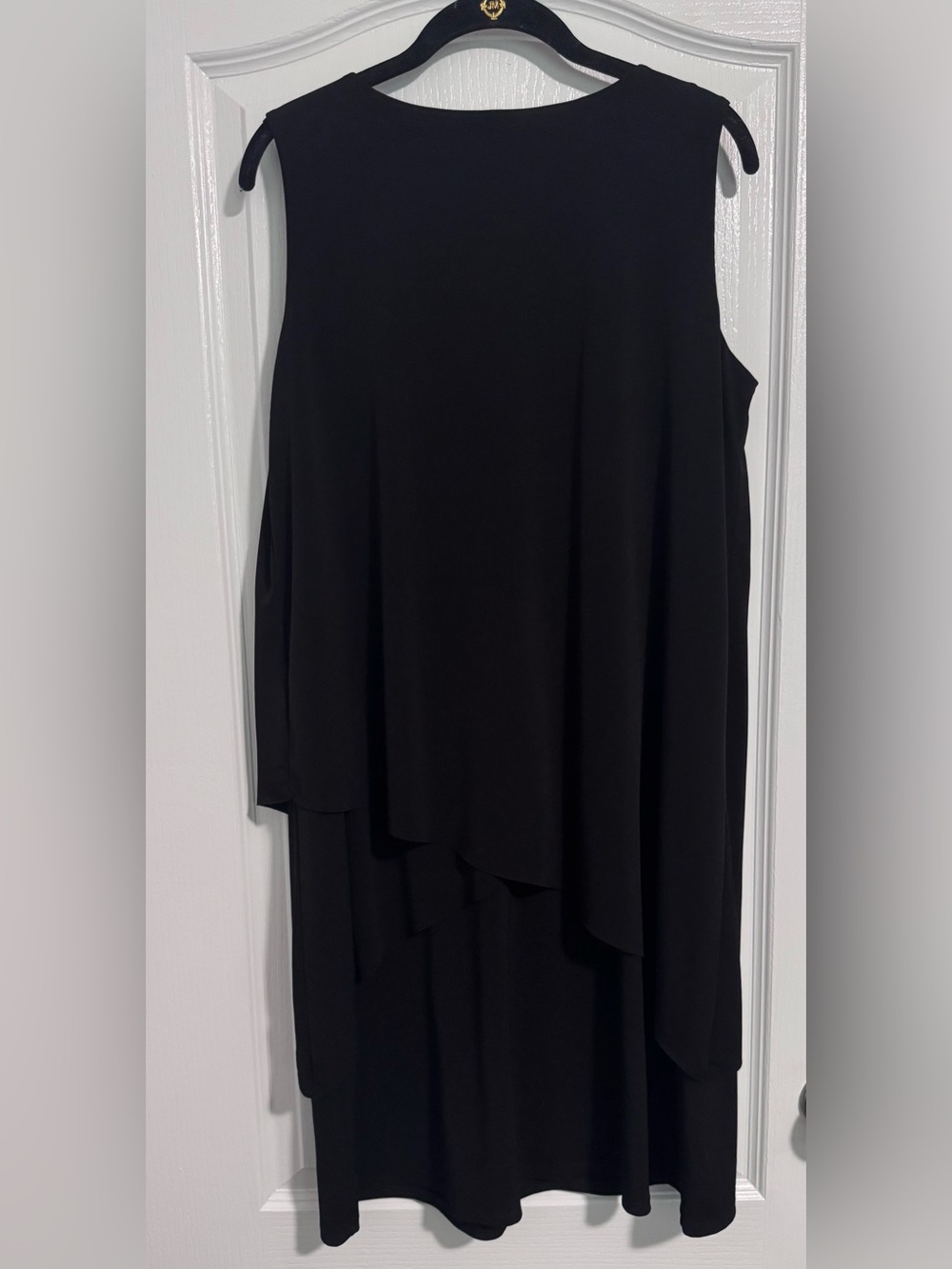 Susan Graver Black Sleeveless Layered V-Neck Dress Size M - Picture 3 of 7